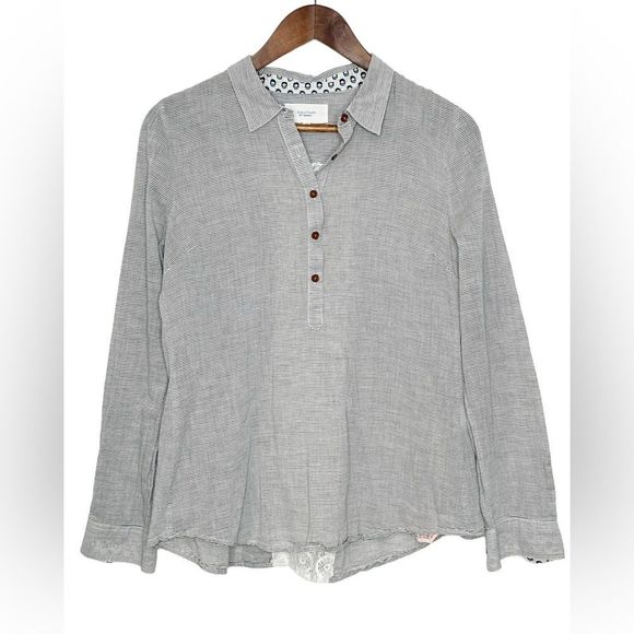 Anthropologie Birds Of Paradis Lace Back Long Sleeve Pullover Top Medium - Picture 1 of 7